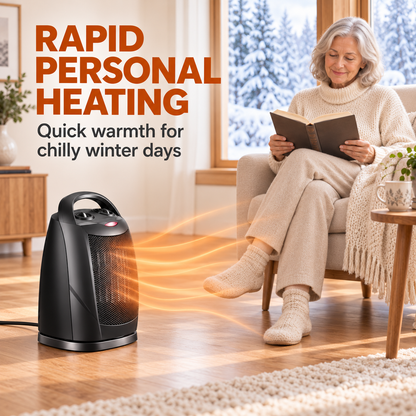 🔥Portable PTC Ceramic Space Heater – 90° Oscillation, 3 Modes & Tip-Over Protection