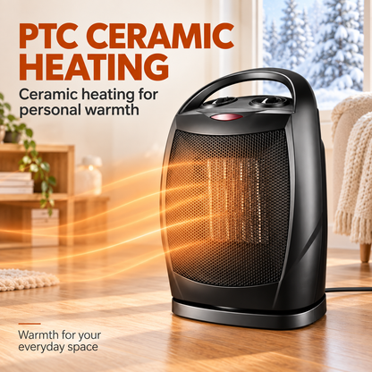 🔥Portable PTC Ceramic Space Heater – 90° Oscillation, 3 Modes & Tip-Over Protection